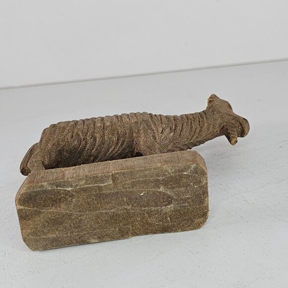 Handcrafted Wooden Goat Figurine Rustic Animal Sculpture Home Decor Accent Art - Picture 7 of 9